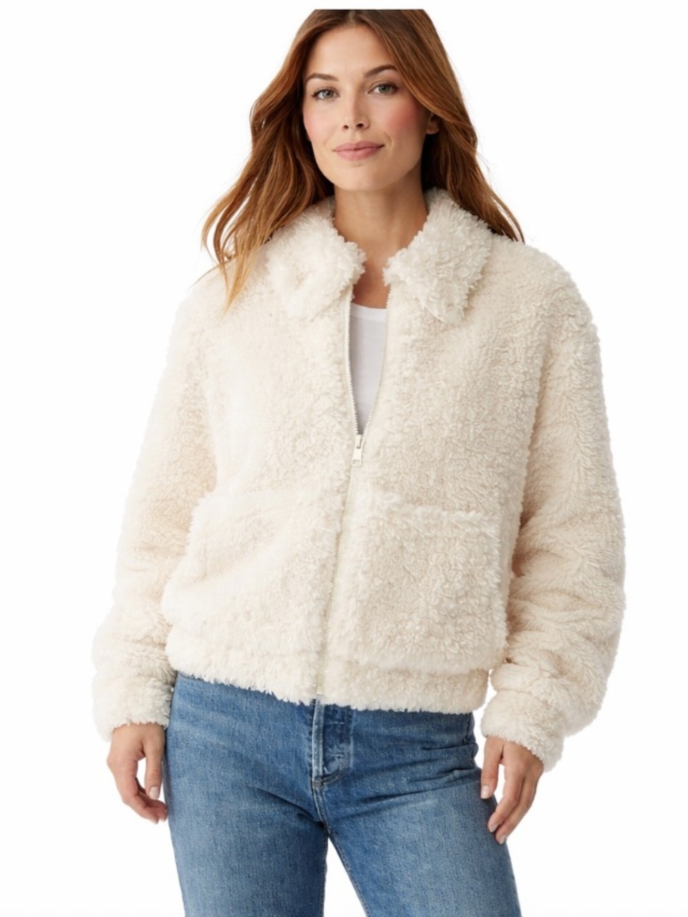 Michael Stars Ziggy Shaggy Faux Shearling Jacket Cream Medium New Without Tags!